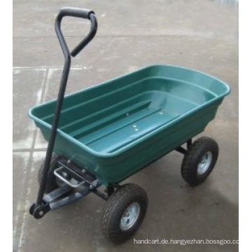 75L Gartenwagen Heavy Duty 4 Rad Trolley Dump Schubkarren Kipper Anhänger Kipplaster